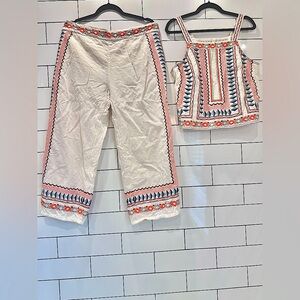 ANTHROPOLOGIE Embroidered Two Piece Set. Can be sold separately or together